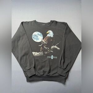 Natural Instinct Bald Eagle Vintage Pull Over Black Sweatshirt Size XL  USA #858